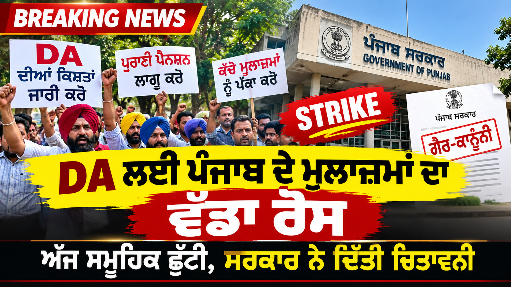 Punjab government employees protest over DA arrears